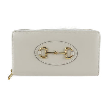 GUCCI Horsebit Long Wallet 621889 Leather Ivory Round Zipper