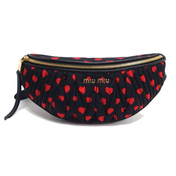 MIU MIU Miu Matelasse Belt Bag Heart Black Red 5BL009
