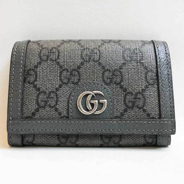 GUCCI Ophidia Card Case GG Supreme Canvas Leather Gray 732025