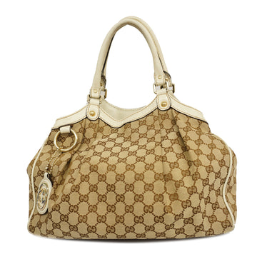 GUCCIAuth  Sukey Handbag 211944 Women's GG Canvas Beige,Ivory