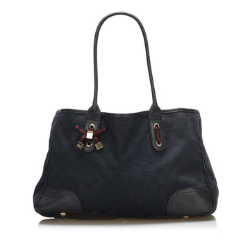 Gucci GG Canvas Princie Tote Bag 163805 Black Leather Ladies GUCCI