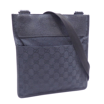 GUCCI shoulder bag ladies black GG canvas leather 27639