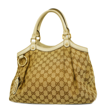 GUCCIAuth  Sukey Handbag 211944 Women's GG Canvas Handbag Beige,Ivory