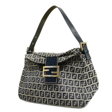 FENDI Handbag Zucchino Nylon Canvas Navy Silver Hardware Women's