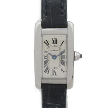 CARTIER Tank American Wrist Watch Wrist Watch WSTA0032 Quartz Silver Stainless Steel Leather belt WSTA0032