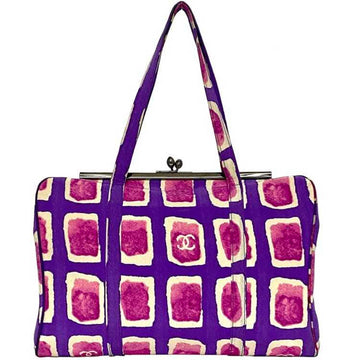 CHANEL handbag purple pink here mark satin canvas No. 6 watercolor pattern