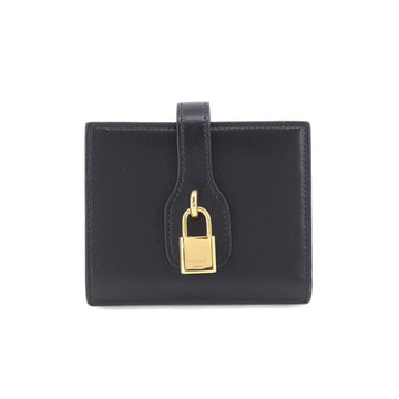 CELINE Small Strap Wallet Bifold Leather Black