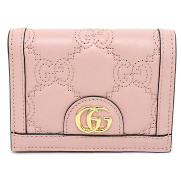 GUCCI GG matelasse card case double G quilted leather folio wallet 723786 light pink