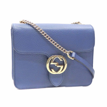 GUCCI Interlocking G Chain Shoulder Bag Ladies Blue Leather 510304 Outlet Product