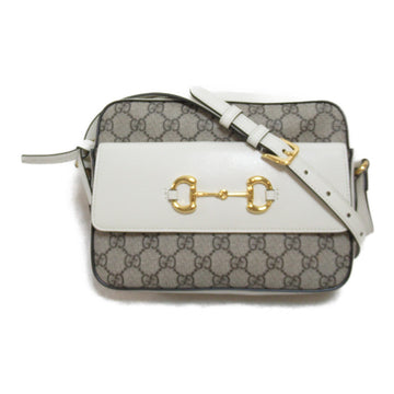 GUCCI Shoulder Bag White Beige leather PVC coated canvas 645454