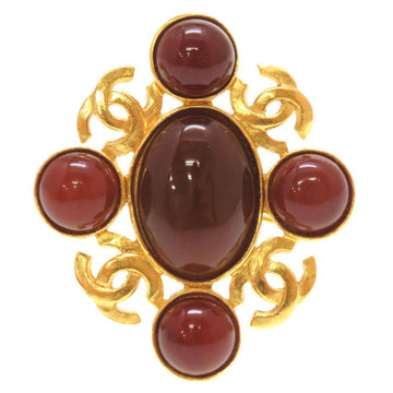 CHANEL Cocomark 96A Stone Bordeaux Gold Brooch