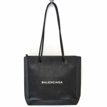 BALENCIAGA NORTH SOUTH SHOPPING 491660 Men,Women Leather Tote Bag Black