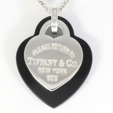 TIFFANY Return Toe Double Heart Silver Necklace Onyx Bag Total Weight Approx. 7.1g 40cm Jewelry