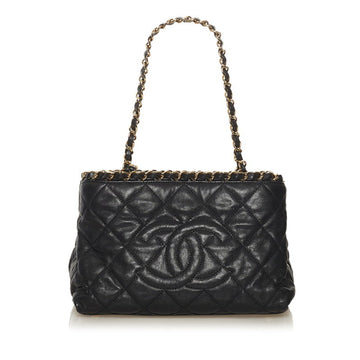 Chanel matelasse chain me here mark shoulder bag handbag black gold leather ladies CHANEL