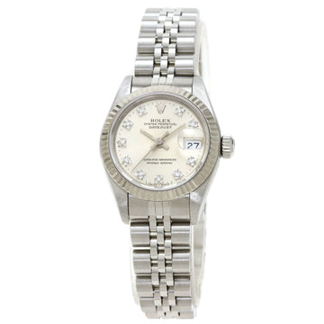 ROLEX 69174G Datejust 10P Diamond Watch Stainless Steel SS K18WG Women's