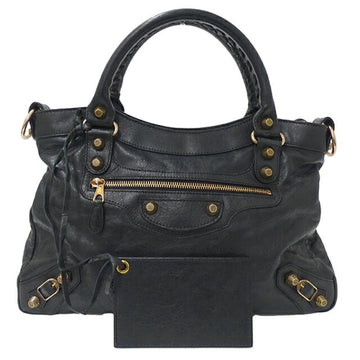 BALENCIAGA Bag Women's Brand Handbag Shoulder 2way Leather Giant Town Black