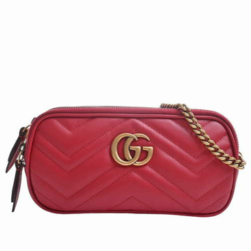 GUCCI Marmont leather chain shoulder bag 546581 red