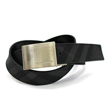 BURBERRY PVC x Leather Belt Reversible Black Check Pattern Total Length 96cm Waist 76cm - 86cm  Men's