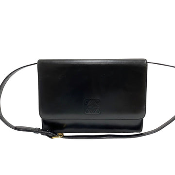 LOEWE Anagram Logo Calf Leather Genuine 2way Clutch Bag Mini Shoulder Pochette Black