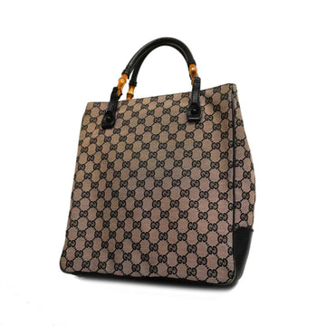 GUCCI Tote Bag GG Canvas Bamboo 112530 Black Beige Ladies