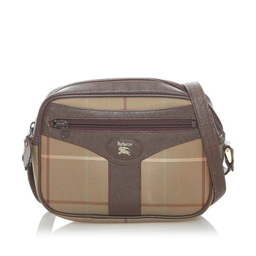 Burberry check shoulder bag khaki brown canvas leather Lady's BURBERRY