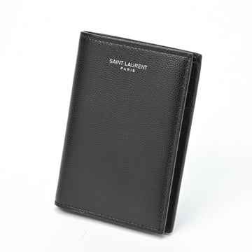 SAINT LAURENT Credit Card Wallet 607051 Grained Poudre Embossed Leather