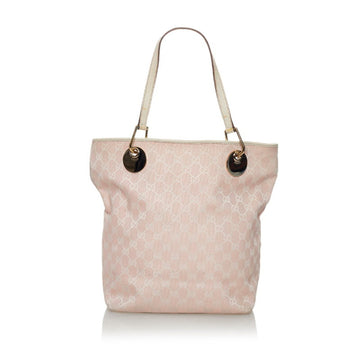 Gucci GG Canvas Tote Bag 120836 Pink White Leather Ladies GUCCI