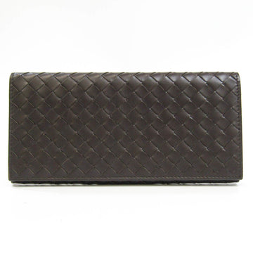 Bottega Veneta Intrecciato 120697 Men's Leather Bill Wallet (bi-fold) Dark Brown