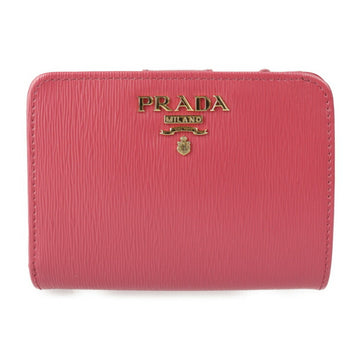 PRADA folio wallet 1ML018 saffiano leather PEONIA pink system gold metal fittings L-shaped fastener logo
