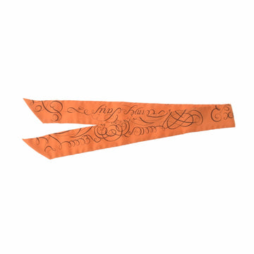 HERMES Twilly Exercice pour foumer la main orange women's 100% silk scarf muffler