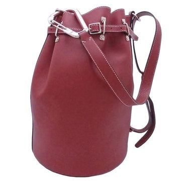 BALLY shoulder bag dark red leather x silver metal fittings