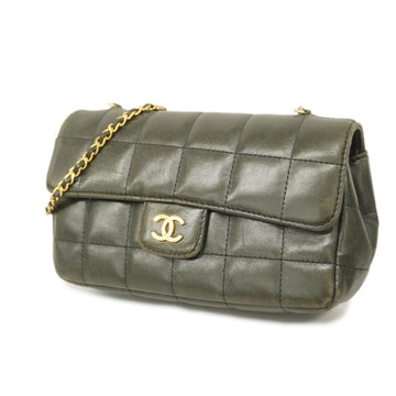 CHANEL Shoulder Bag Chocolate Bar Chain Lambskin Black Gold Hardware Women's