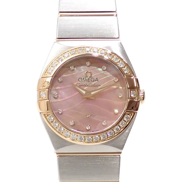 OMEGA Watch Constellation Ladies Quartz SS Red Gold 123.25.24.60.57.002 Battery Operated Pink Shell Dial