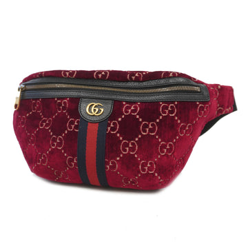 Gucci Body Bag GG Marmont 574968 Velor Red Gold metal