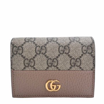 GUCCI GG Supreme Leather Double G Card Case Bifold Wallet 658610 Beige Pink Women's