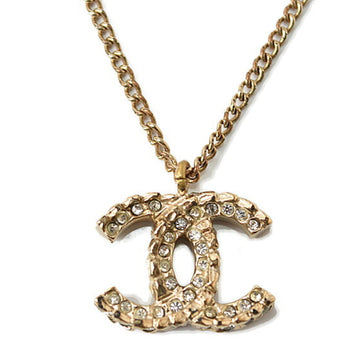 CHANEL necklace pendant  here mark CC both sides rhinestone gold