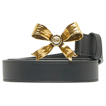 GUCCI ribbon motif belt 431434 black leather ladies