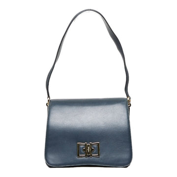 SALVATORE FERRAGAMO one shoulder bag handbag blue gold leather ladies