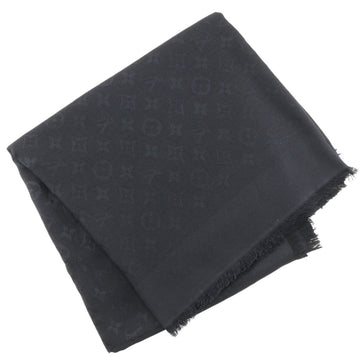 LOUIS VUITTON Monogram Shawl Stole 402336 Silk x Wool Made in Italy Black Women's