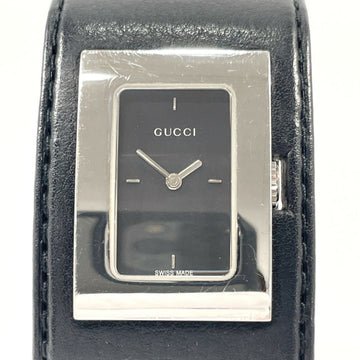 GUCCI Bangle Watch Wristwatch Stainless Steel/Leather  7800L Women's Silver