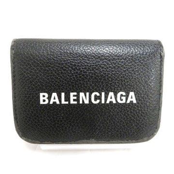 BALENCIAGA Cash Mini 618145 Black Trifold Wallet Ladies