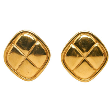 CHANEL Matelasse Earrings Gold Plated Women's