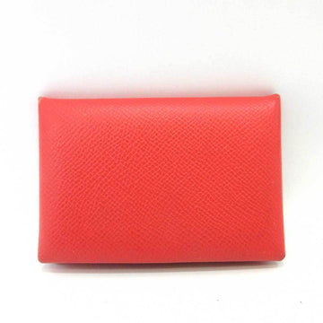 HERMES Accessories Calvi Salmon Pink Card Case Business Holder Women's Vo Epsom