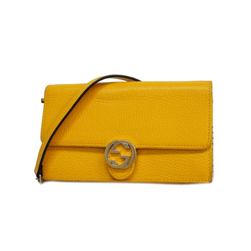 GUCCIAuth  Chain Wallet 615523 Women's Leather Chain/Shoulder Wallet Yellow