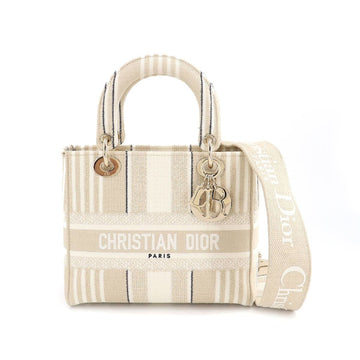 Christian Dior Lady Delight Medium 2way Hand Shoulder Bag Canvas Beige M0565OJAT LADY D-LITE