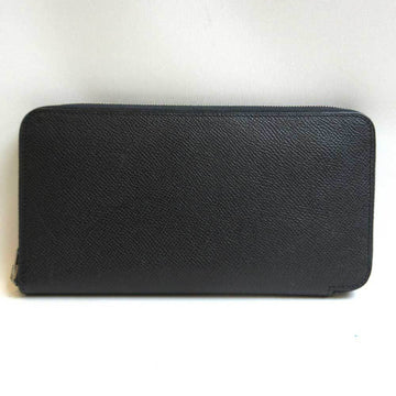 HERMES Long Wallet Azap Silk In Round Zipper Black Epson x M Engraved