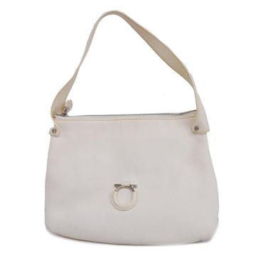 SALVATORE FERRAGAMO Shoulder Bag Gancini Leather Ivory Silver Hardware Women's