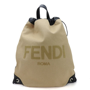 FENDI rucksack backpack 7VZ057 canvas leather beige black ladies men
