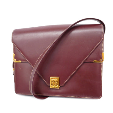 CARTIERAuth  Must Shoulder Bag Women's Leather Shoulder Bag Bordeaux