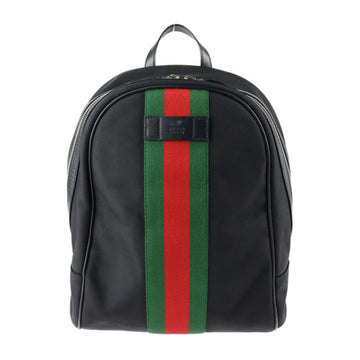 GUCCI Sherry Line Rucksack/Daypack 630918 Nylon Canvas x Leather Black Silver Hardware Backpack